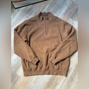 Carnoustie Golf Sweater Quarter Zip Pullover Jacket Brown Black Tweed Size L XL